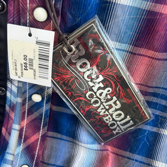 Rock and Roll Denim - Western Slim Fit Plaid Long Sleeve Snap Shirt - Picture 3 of 8